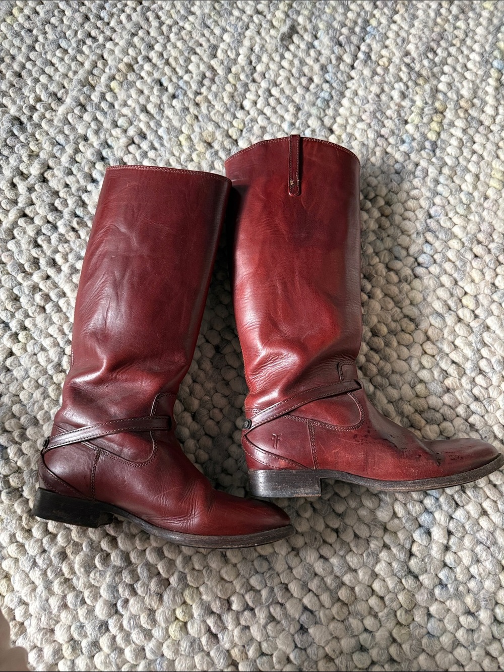 Women’s Frye Tall Leather Riding Boots - Red Brown